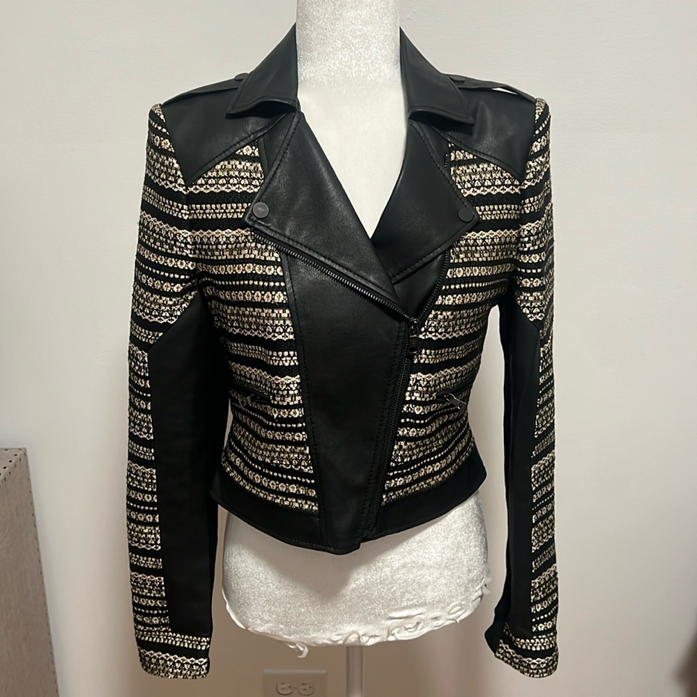 BCBGMaxazria Black and Gold Motto Jacket